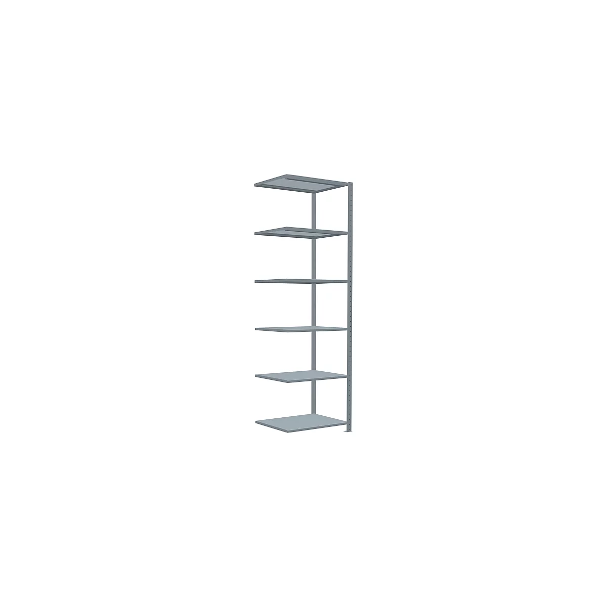 Schulte Lagertechnik Fachbodenregal Stecksystem MultiPlus250, Anbauregal, 6 Fachböden, Kreuzstrebe, B 750 x T 600 x H 2500 mm, silbergrau/verzinkt