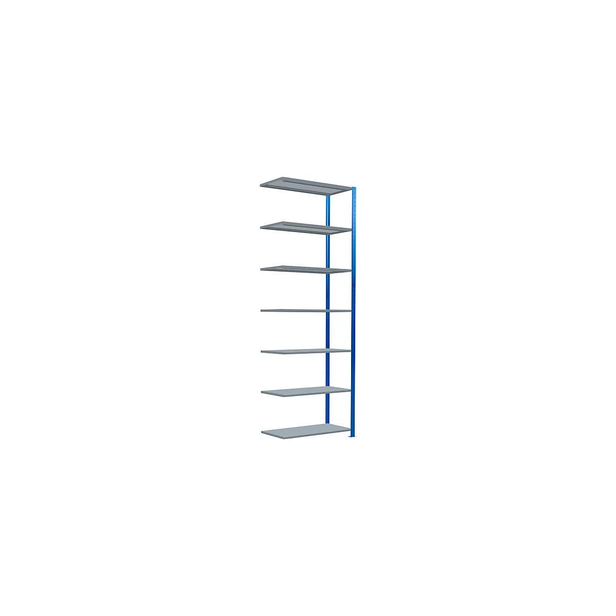 Schulte Lagertechnik Fachbodenregal Stecksystem MultiPlus250, Anbauregal, 7 Fachböden, Kreuzstrebe, B 1000 x T 500 x H 3000 mm, Enzianblau RAL 5010