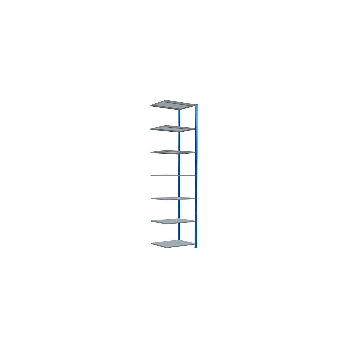 Schulte Lagertechnik Fachbodenregal Stecksystem MultiPlus250, Anbauregal, 7 Fachböden, Kreuzstrebe, B 750 x T 600 x H 3000 mm, Enzianblau RAL 5010
