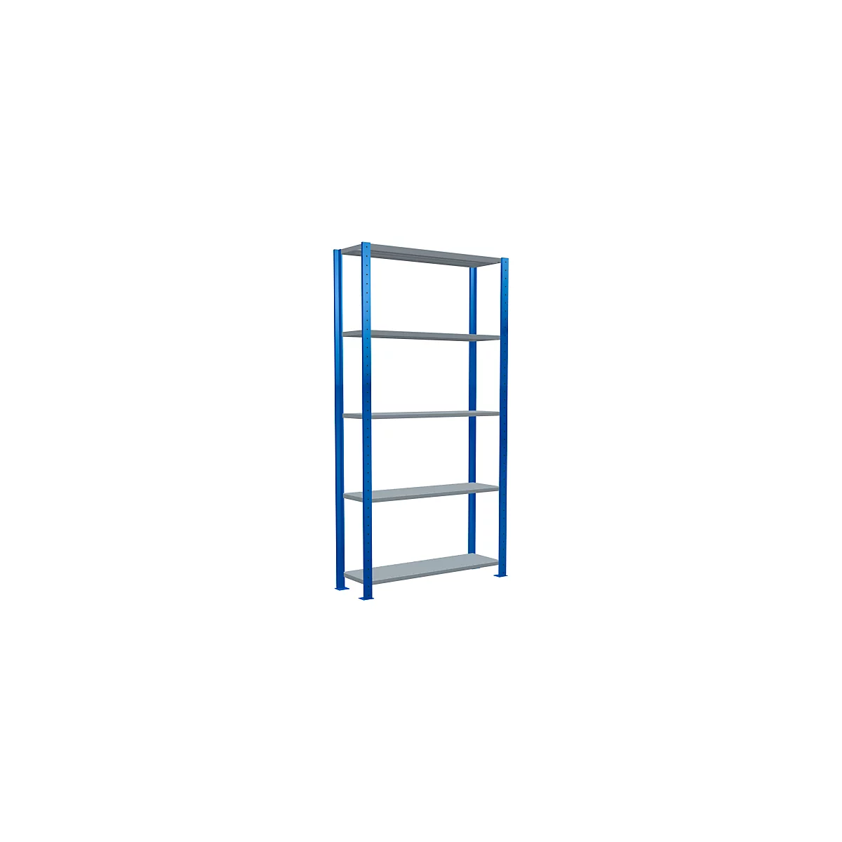 Schulte Lagertechnik Fachbodenregal Stecksystem MultiPlus250, Grundregal, 5 Fachböden, Kreuzstrebe, B 1000 x T 300 x H 2000 mm, Enzianblau RAL 5010