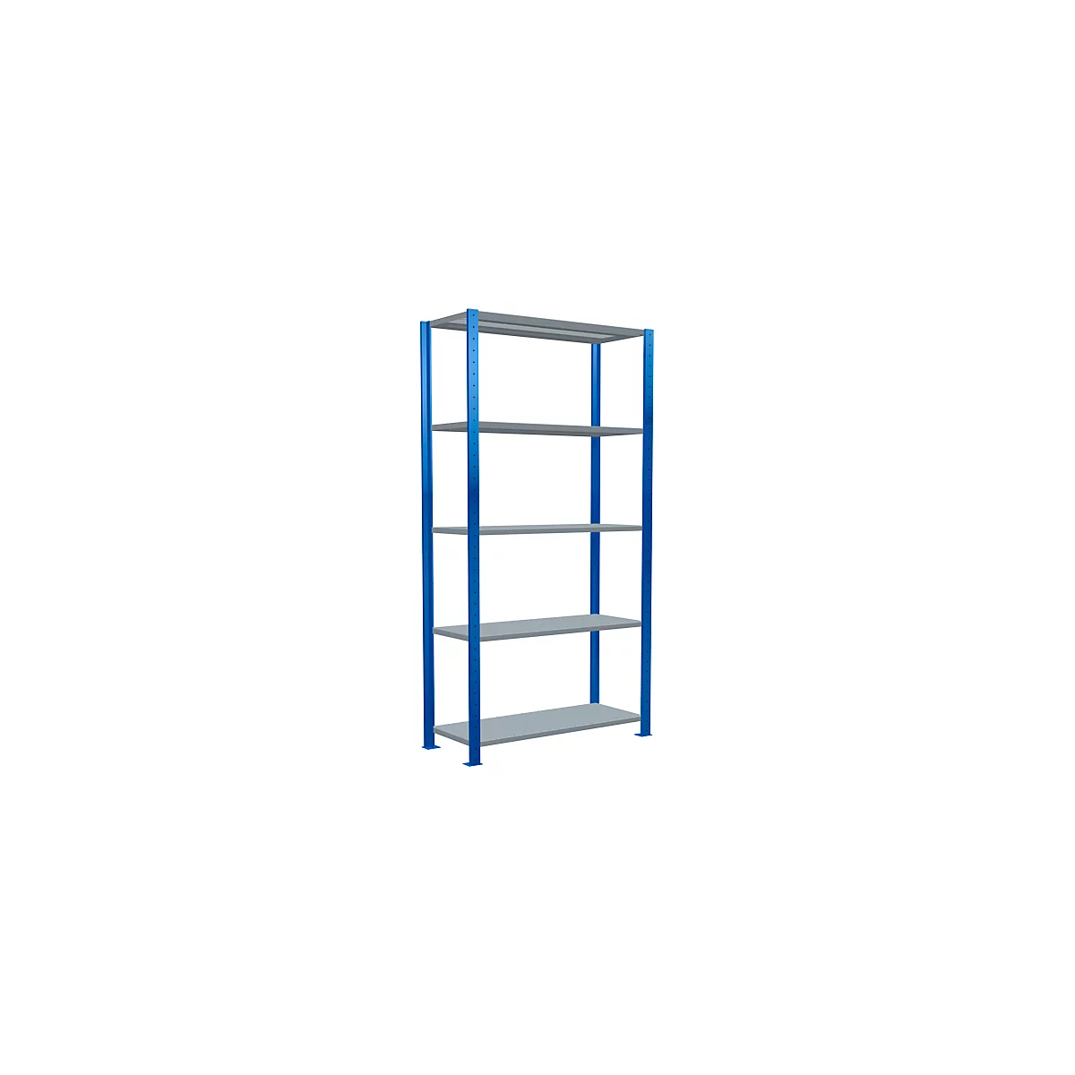 Schulte Lagertechnik Fachbodenregal Stecksystem MultiPlus250, Grundregal, 5 Fachböden, Kreuzstrebe, B 1000 x T 400 x H 2000 mm, Enzianblau RAL 5010