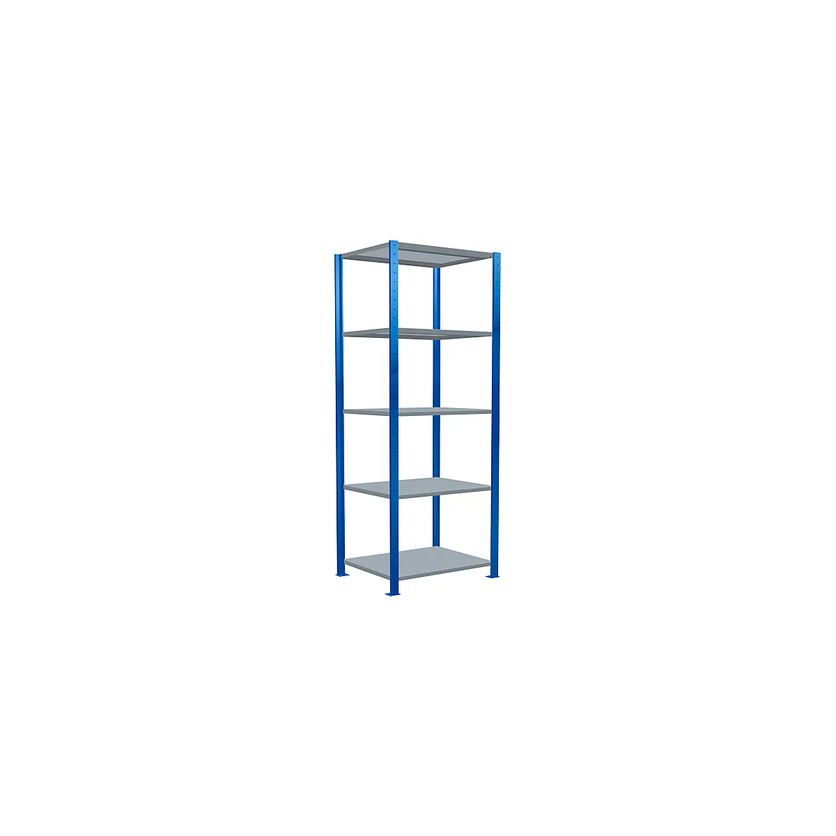 Schulte Lagertechnik Fachbodenregal Stecksystem MultiPlus250, Grundregal, 5 Fachböden, Kreuzstrebe, B 750 x T 600 x H 2000 mm, Enzianblau RAL 5010