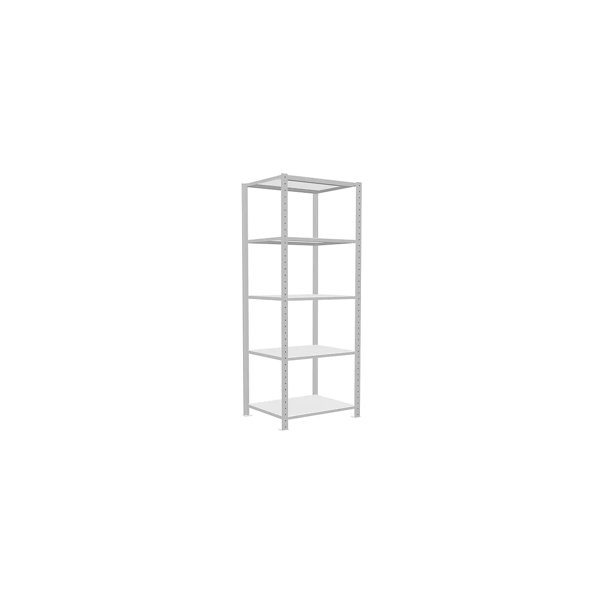 Schulte Lagertechnik Fachbodenregal Stecksystem MultiPlus250, Grundregal, 5 Fachböden, Kreuzstrebe, B 750 x T 600 x H 2000 mm, Lichtgrau RAL 7035