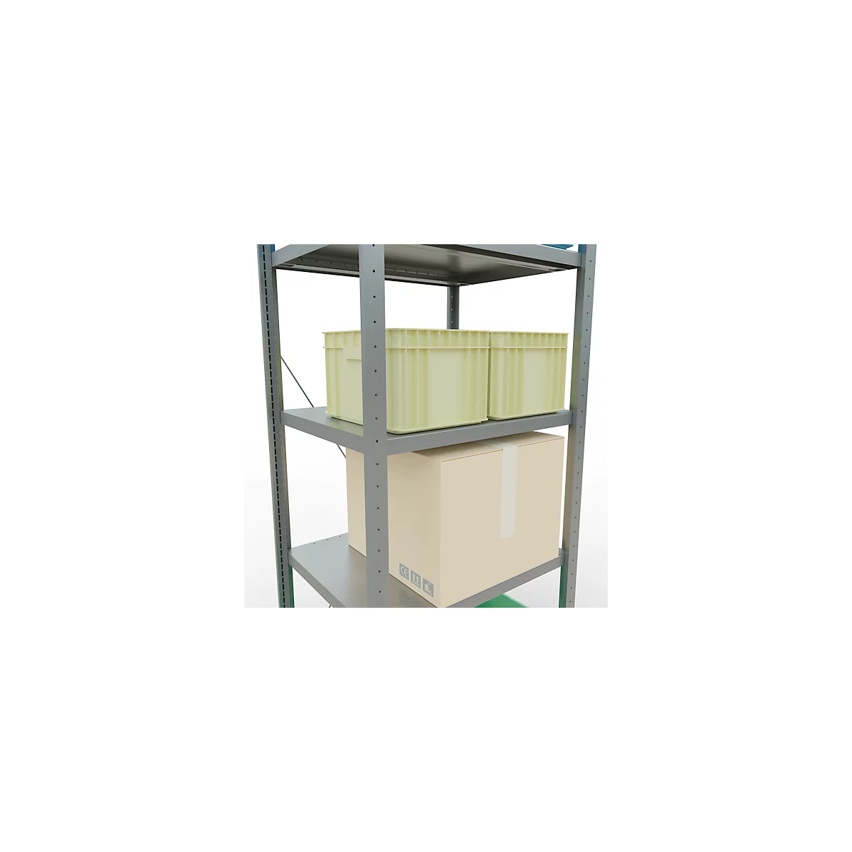 Schulte Lagertechnik Fachbodenregal Stecksystem MultiPlus250, Grundregal, 5 Fachböden, Kreuzstrebe, B 750 x T 600 x H 2000 mm, silbergrau/verzinkt