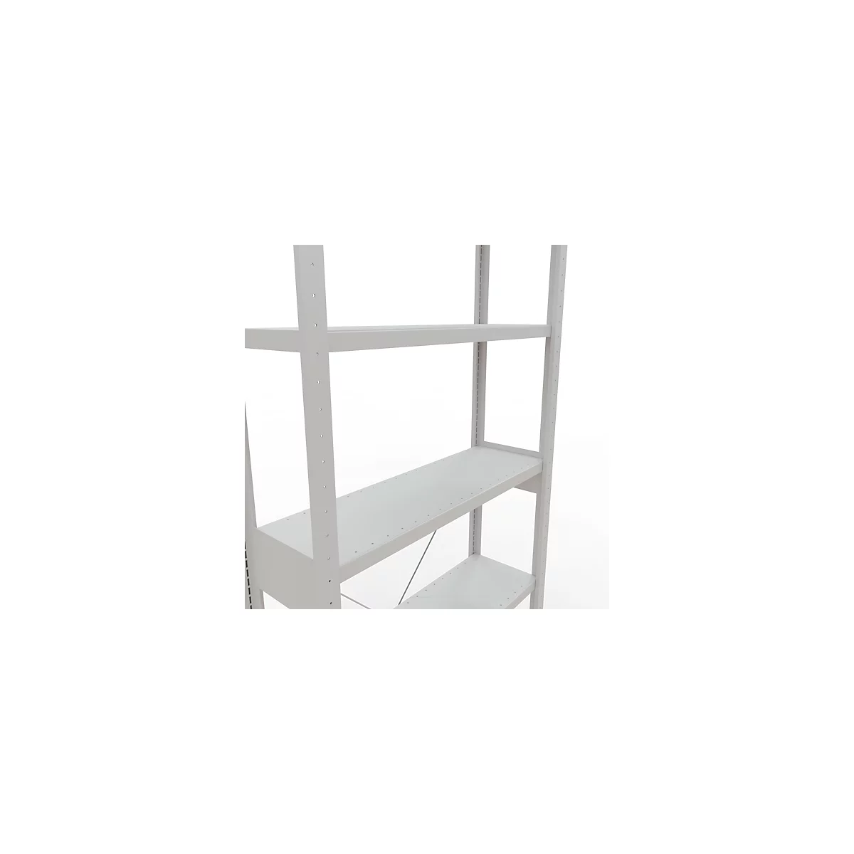 Schulte Lagertechnik Fachbodenregal Stecksystem MultiPlus250, Grundregal, 6 Fachböden, Kreuzstrebe, B 1000 x T 300 x H 2500 mm, Lichtgrau RAL 7035