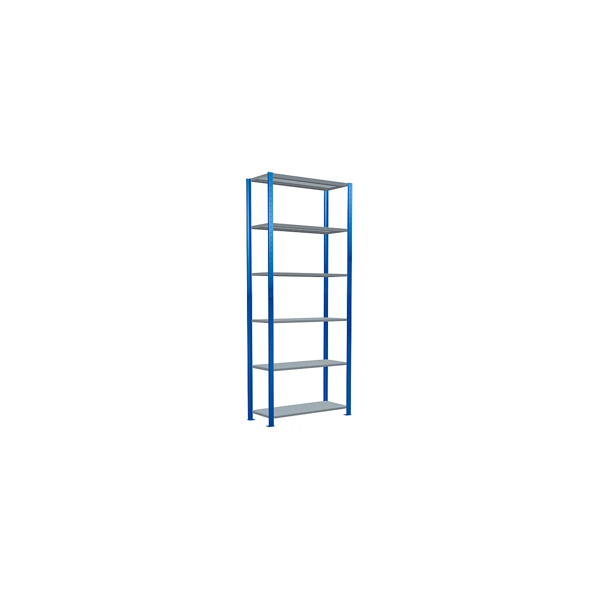 Schulte Lagertechnik Fachbodenregal Stecksystem MultiPlus250, Grundregal, 6 Fachböden, Kreuzstrebe, B 1000 x T 400 x H 2500 mm, Enzianblau RAL 5010