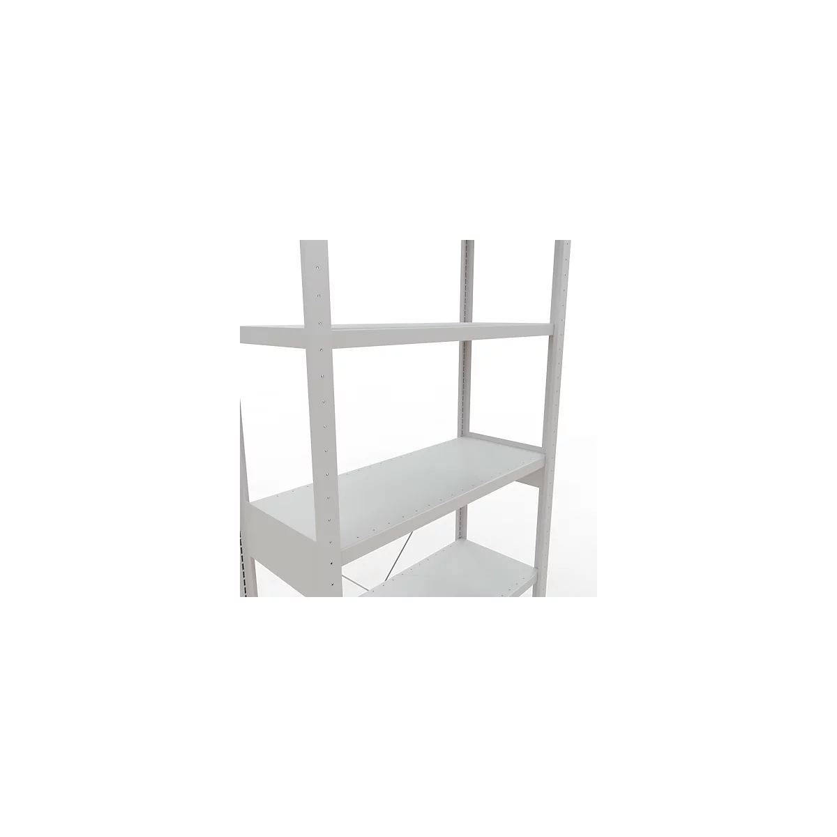 Schulte Lagertechnik Fachbodenregal Stecksystem MultiPlus250, Grundregal, 6 Fachböden, Kreuzstrebe, B 1000 x T 400 x H 2500 mm, Lichtgrau RAL 7035