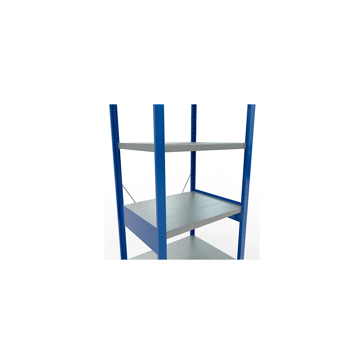 Schulte Lagertechnik Fachbodenregal Stecksystem MultiPlus250, Grundregal, 6 Fachböden, Kreuzstrebe, B 750 x T 600 x H 2500 mm, Enzianblau RAL 5010