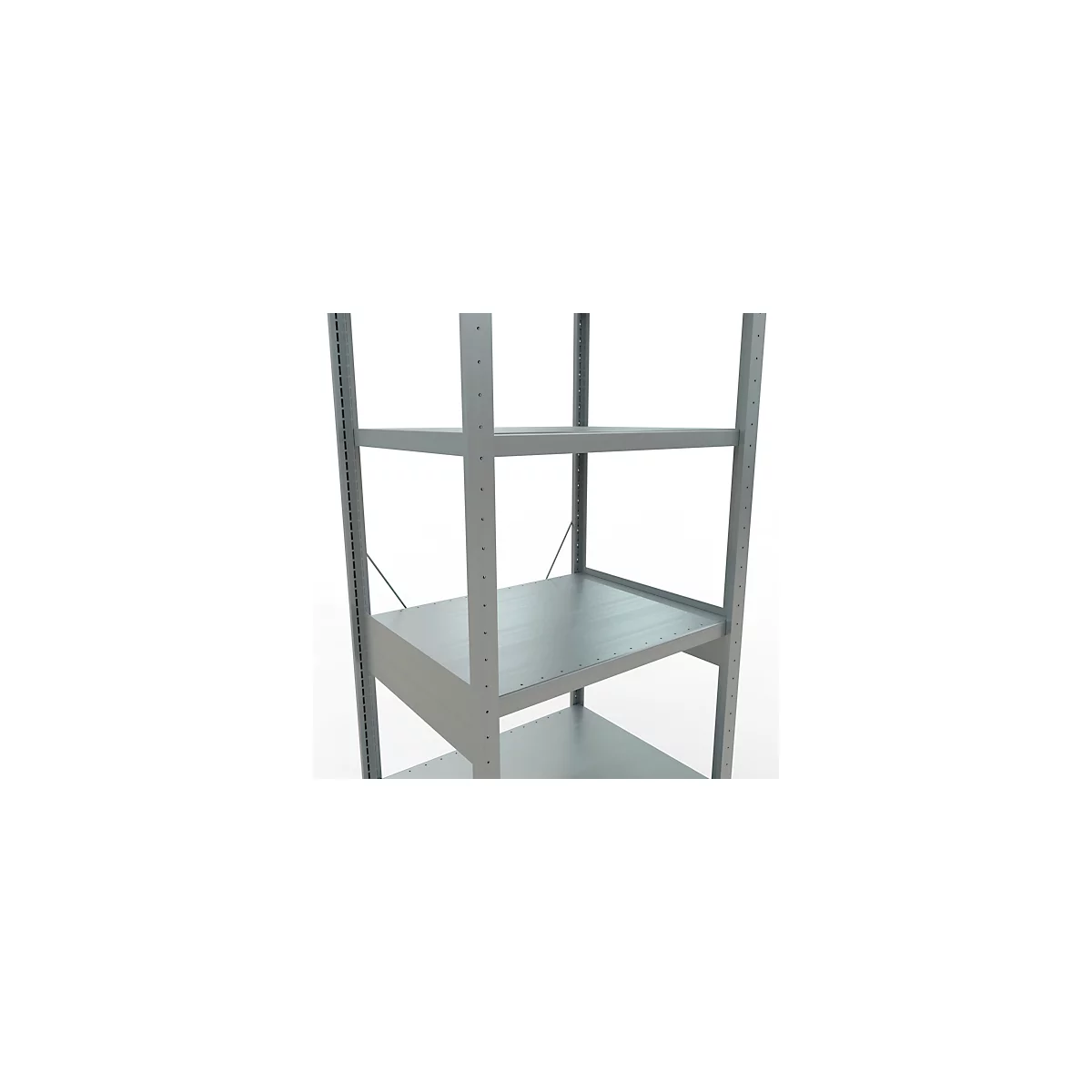 Schulte Lagertechnik Fachbodenregal Stecksystem MultiPlus250, Grundregal, 6 Fachböden, Kreuzstrebe, B 750 x T 600 x H 2500 mm, silbergrau/verzinkt