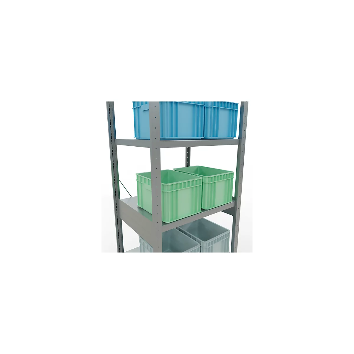 Schulte Lagertechnik Fachbodenregal Stecksystem MultiPlus250, Grundregal, 6 Fachböden, Kreuzstrebe, B 750 x T 600 x H 2500 mm, silbergrau/verzinkt