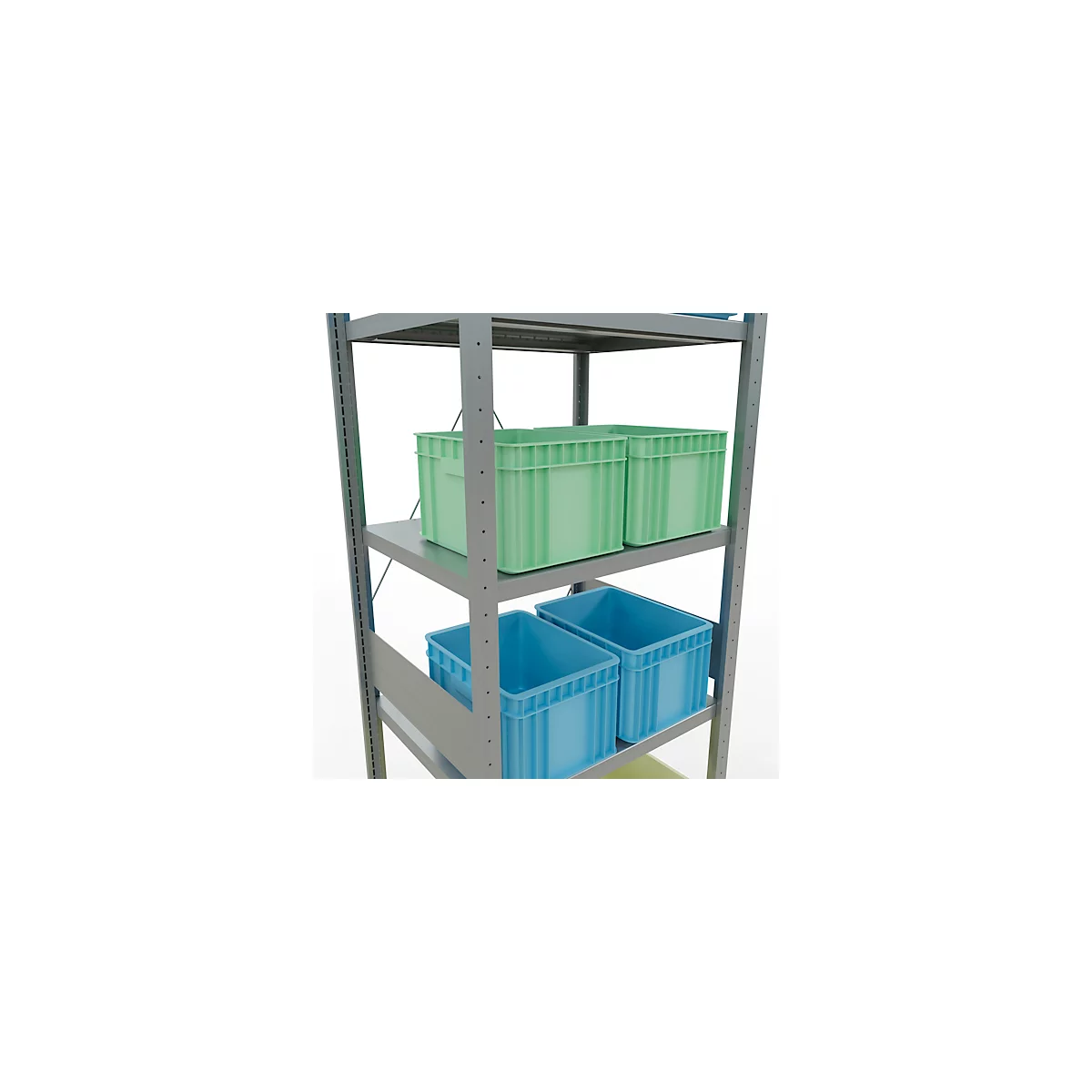 Schulte Lagertechnik Fachbodenregal Stecksystem MultiPlus250, Grundregal, 7 Fachböden, Kreuzstrebe, B 750 x T 600 x H 3000 mm, silbergrau/verzinkt