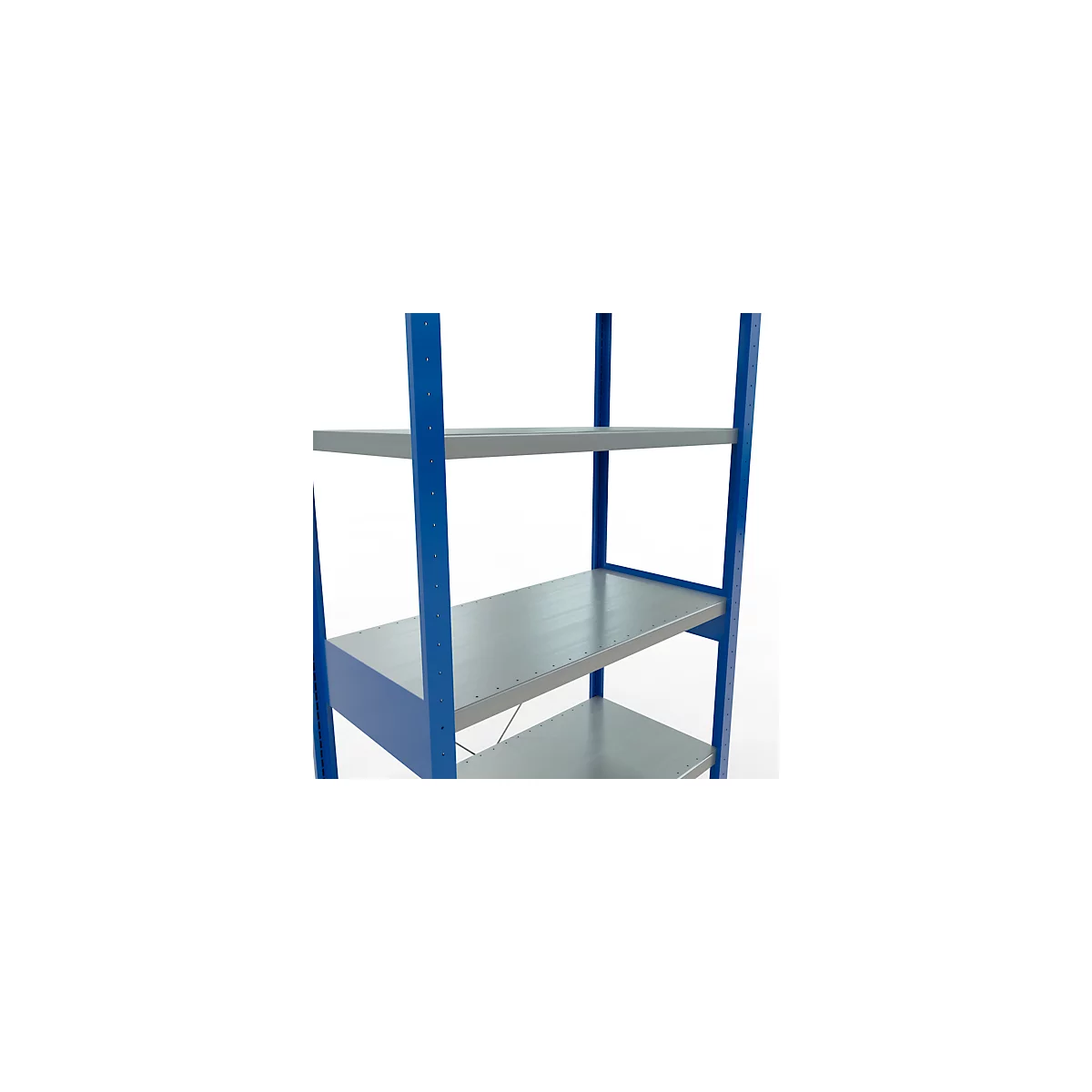 Schulte Lagertechnik Fachbodenregal Steckystem MULTIplus250, Grundregal, B 1000 x T 500 x H 2500 mm, 6 Böden, Kreuzstrebe, bis 1700 kg, enzianblau