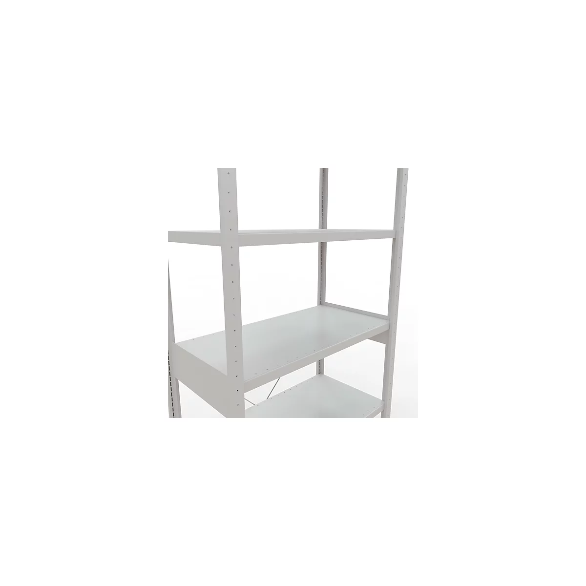 Schulte Lagertechnik Fachbodenregal Steckystem MULTIplus250, Grundregal, B 1000 x T 500 x H 2500 mm, 6 Böden, Kreuzstrebe, bis 1700 kg, lichtgrau