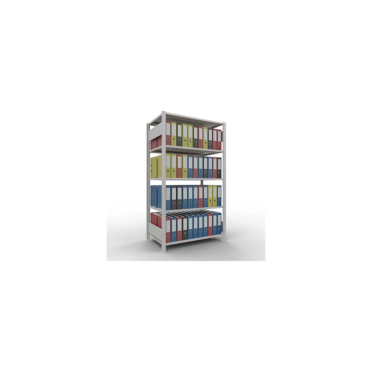 Schulte Lagertechnik Insteeksysteem voor kantoorrekken MultiPlus150, basisrek, 5 legborden, met middenscharnier, B 1000 x D 600 x H 1800 mm, lichtgrijs RAL 7035