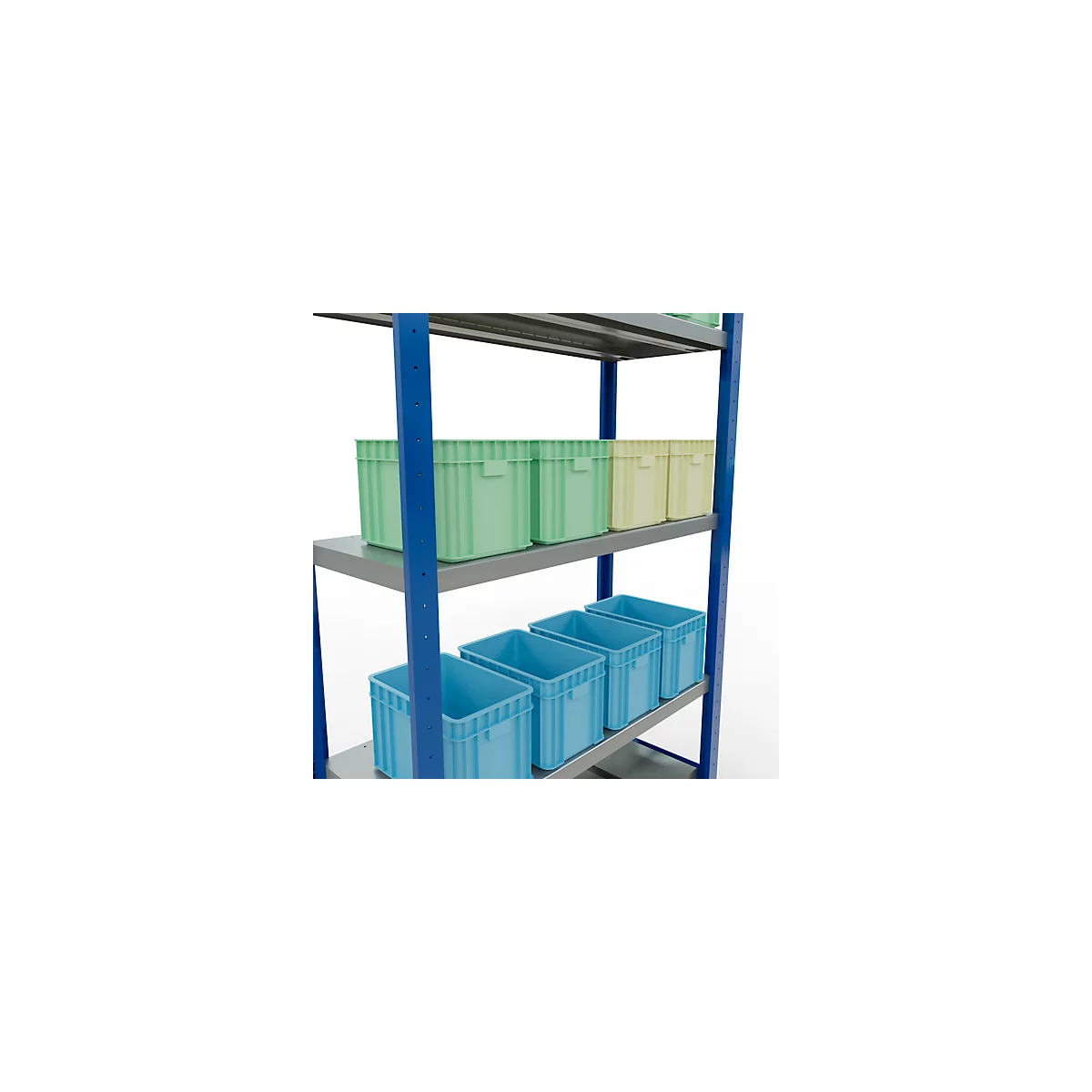 Schulte Lagertechnik MULTIplus 250 boutloos rekkensysteem, basisrek, lengte bout, 2000x1000x400 mm, 5 legborden, gentiaanblauw/verzinkt