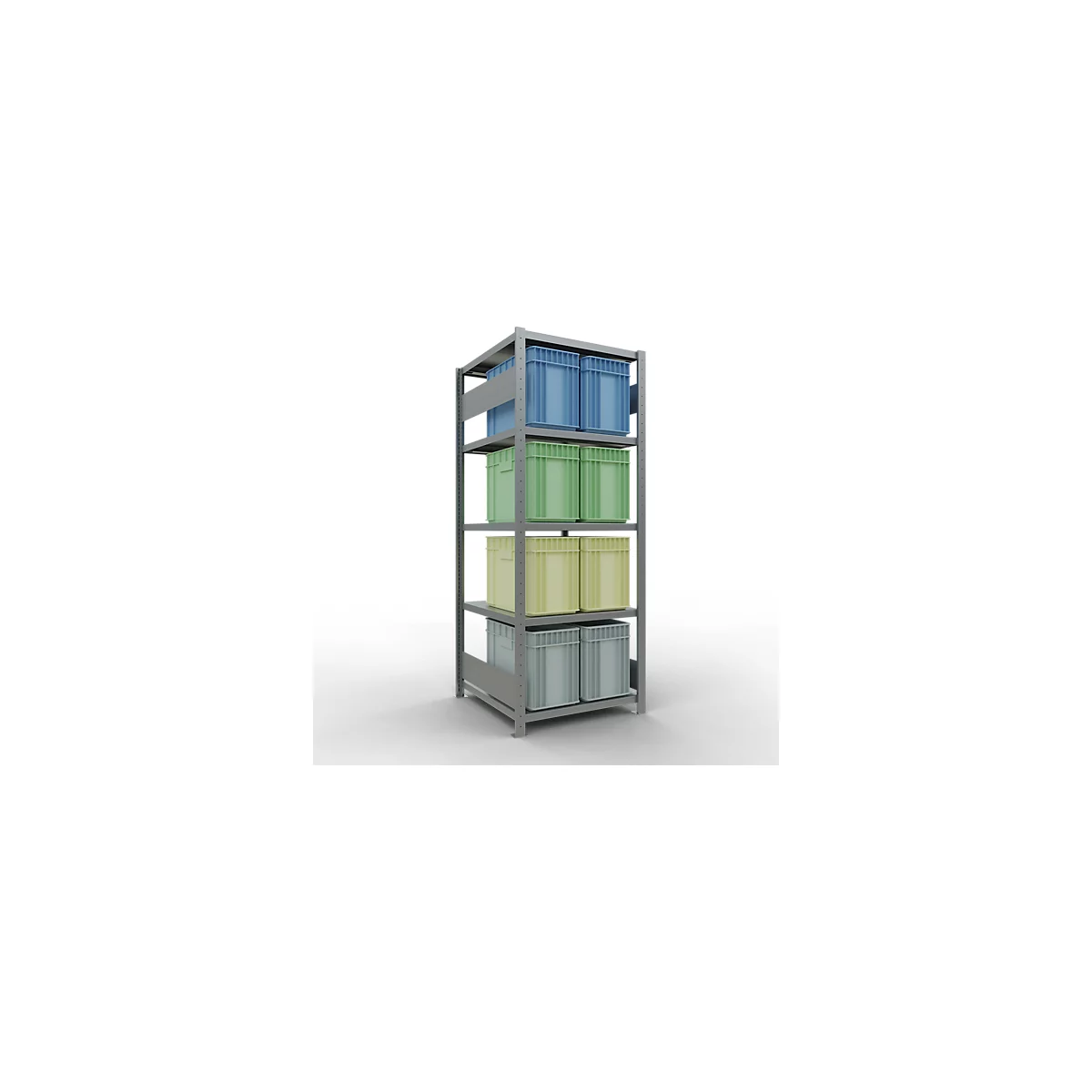 Schulte Lagertechnik MULTIplus 250 boutloos rekkensysteem, basisrek, lengte bout, 2000x750x800 mm, 5 legborden, gegalvaniseerd