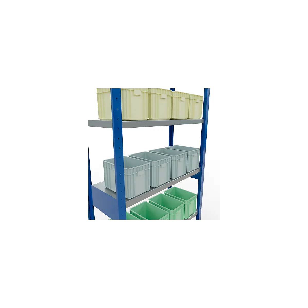 Schulte Lagertechnik MULTIplus 250 boutloos rekkensysteem, basisrek, lengte bout, 2500x1000x400 mm, 6 legborden, gentiaanblauw/verzinkt