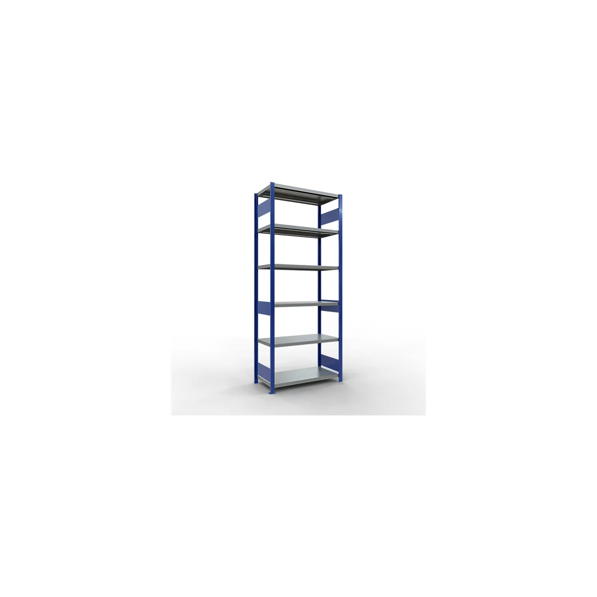 Schulte Lagertechnik MULTIplus 250 boutloos rekkensysteem, basisrek, lengte bout, 2500x1000x500 mm, 6 legborden, gentiaanblauw/verzinkt