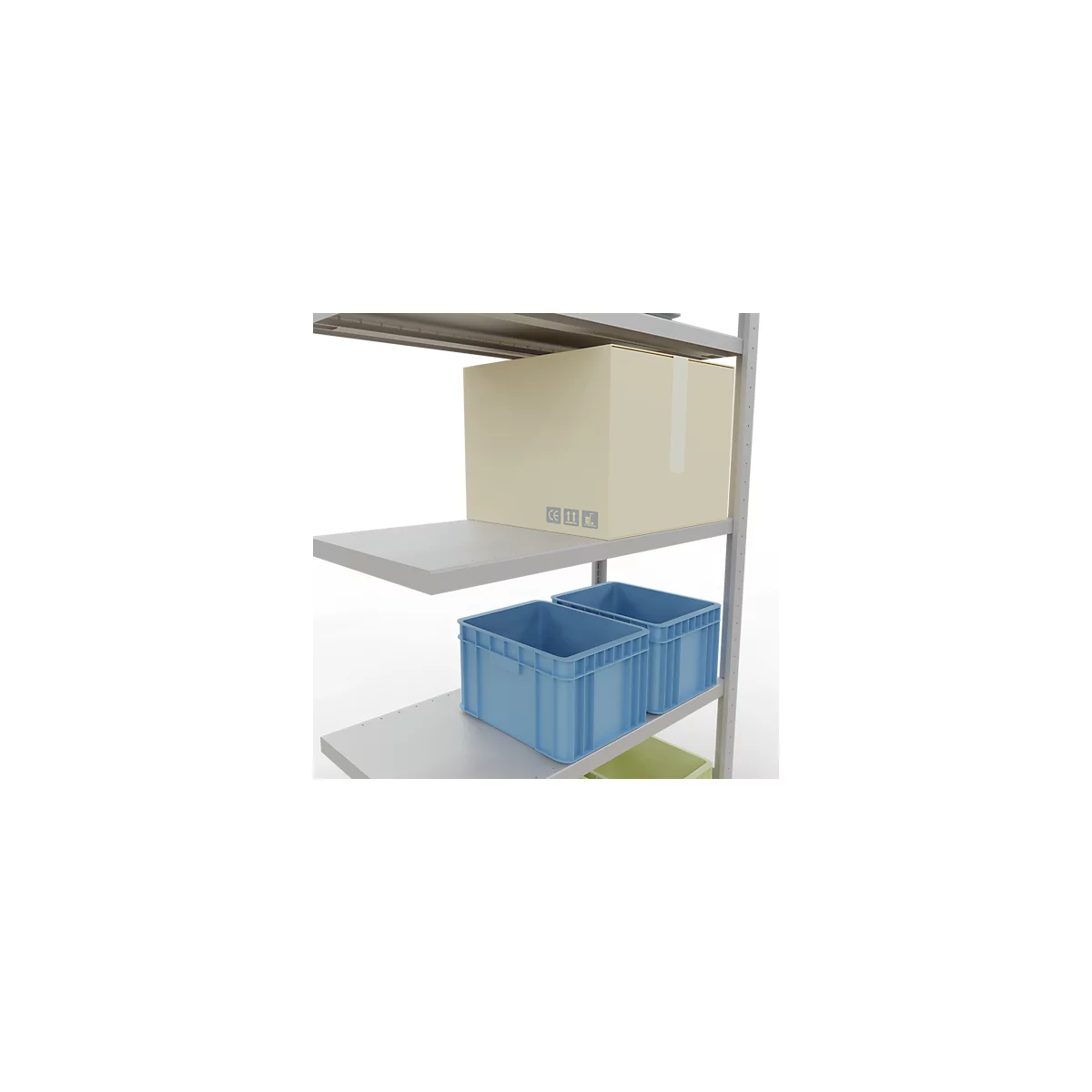 Schulte Lagertechnik MULTIplus 250 boutloos rekkensysteem, boutloze aanbouwstelling, lengte bout, 2000x1000x500 mm, 5 legborden, lichtgrijs
