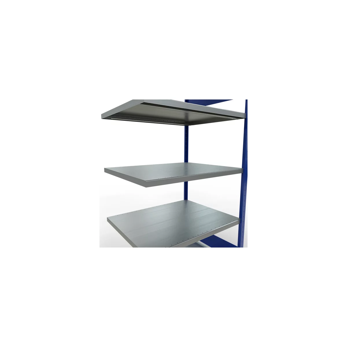 Schulte Lagertechnik MULTIplus 250 boutloos rekkensysteem, boutloze aanbouwstelling, lengte bout, 2000x1000x800 mm, 5 legborden, gentiaanblauw/verzinkt