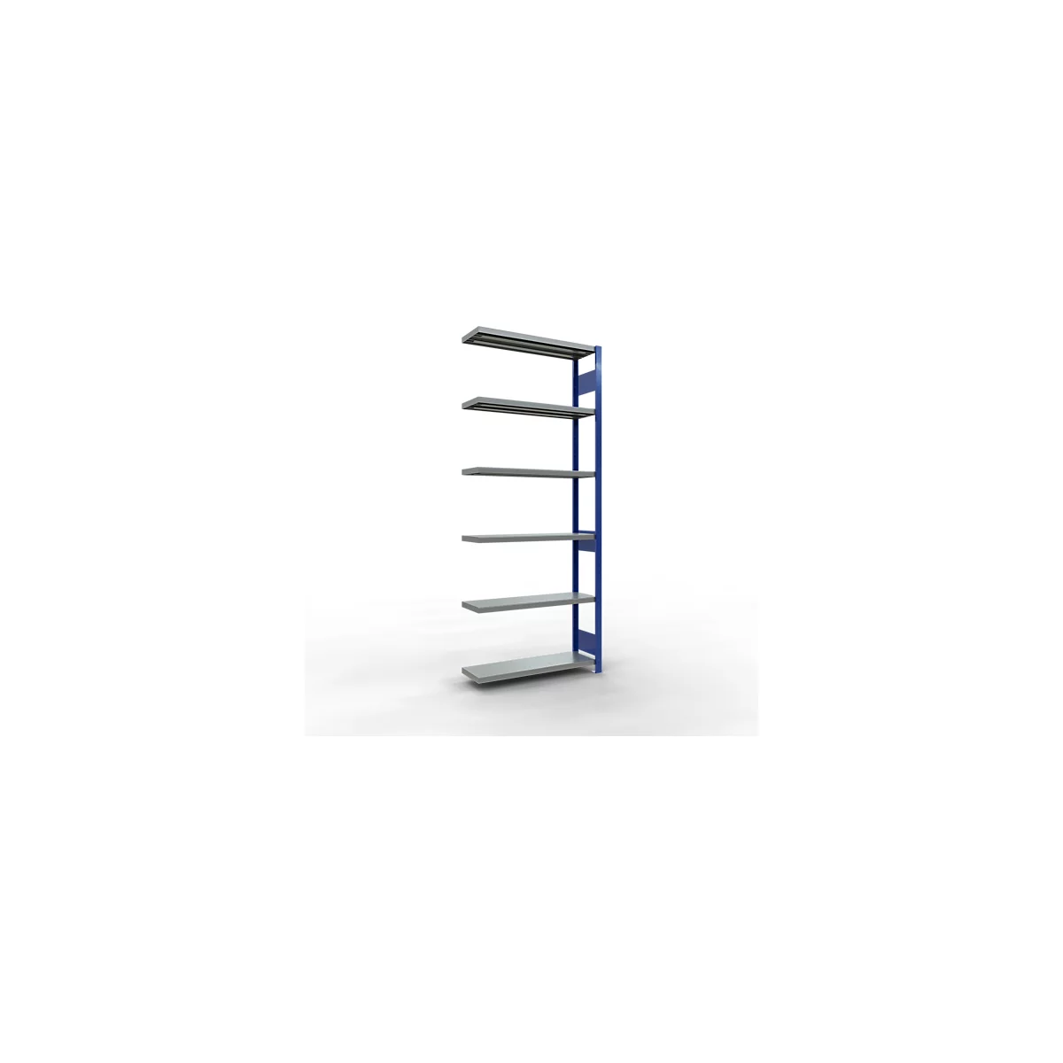 Schulte Lagertechnik MULTIplus 250 boutloos rekkensysteem, boutloze aanbouwstelling, lengte bout, 2500x1000x300 mm, 6 legborden, gentiaanblauw/verzinkt