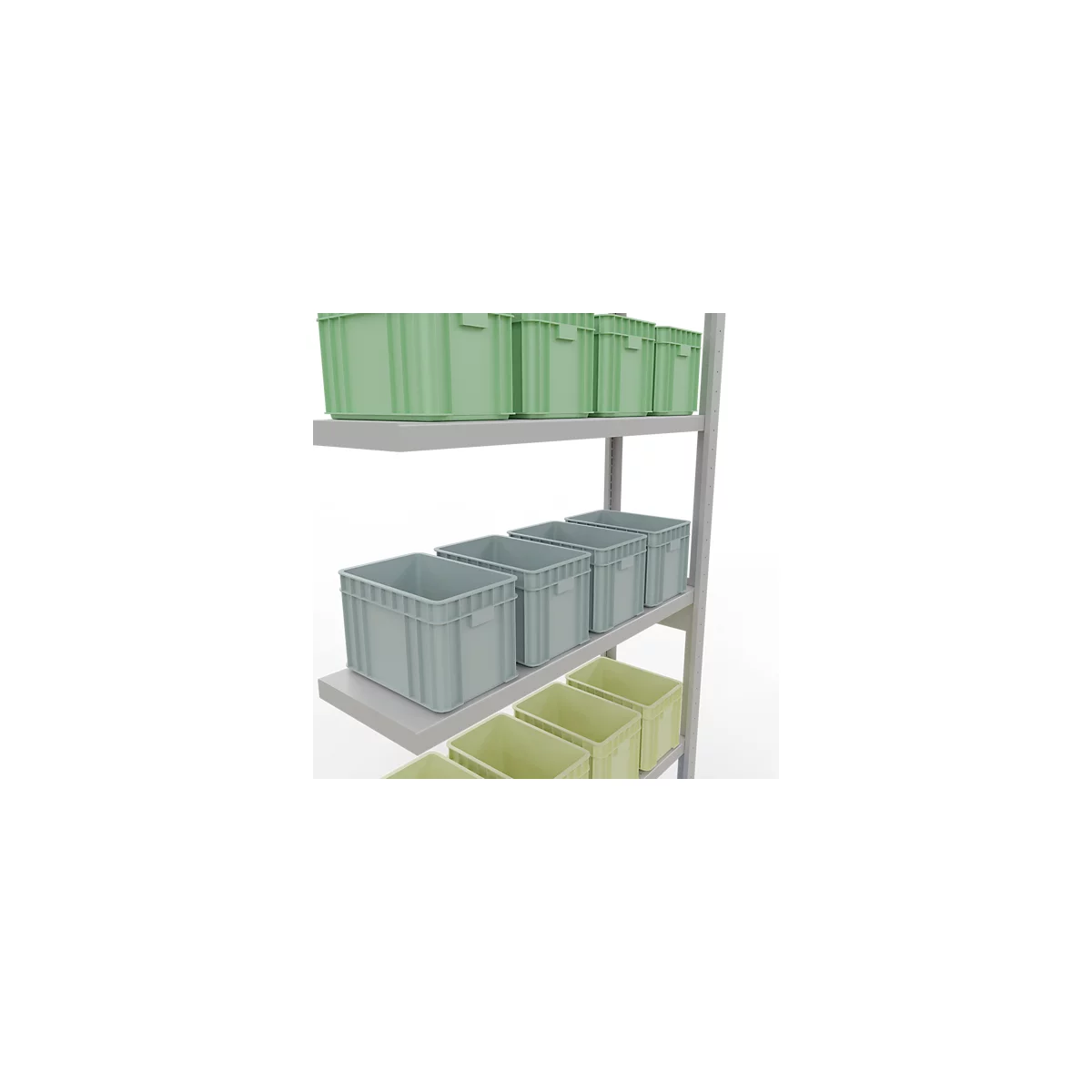 Schulte Lagertechnik MULTIplus 250 boutloos rekkensysteem, boutloze aanbouwstelling, lengte bout, 2500x1000x300 mm, 6 legborden, lichtgrijs