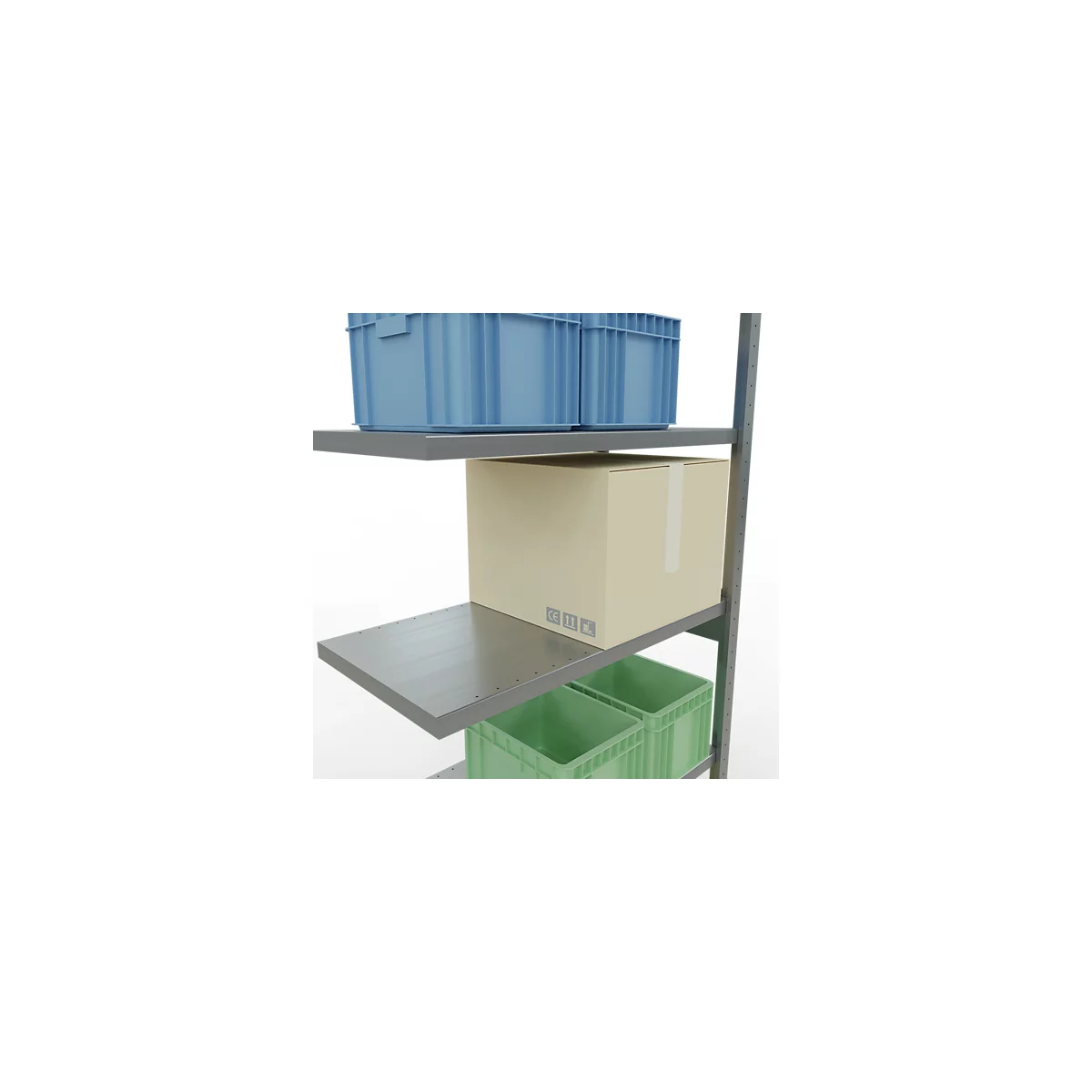 Schulte Lagertechnik MULTIplus 250 boutloos rekkensysteem, boutloze aanbouwstelling, lengte bout, 2500x1000x500 mm, 6 legborden, verzinkt