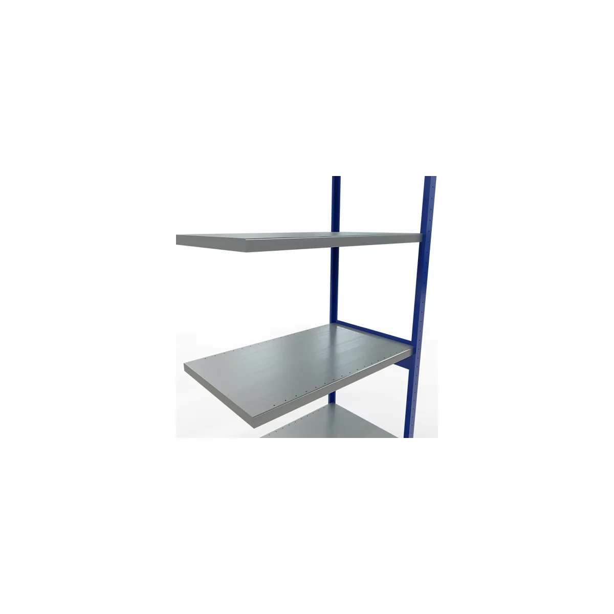 Schulte Lagertechnik MULTIplus 250 boutloos rekkensysteem, boutloze aanbouwstelling, lengte bout, 3000x1000x600 mm, 7 legborden, gentiaanblauw/verzinkt