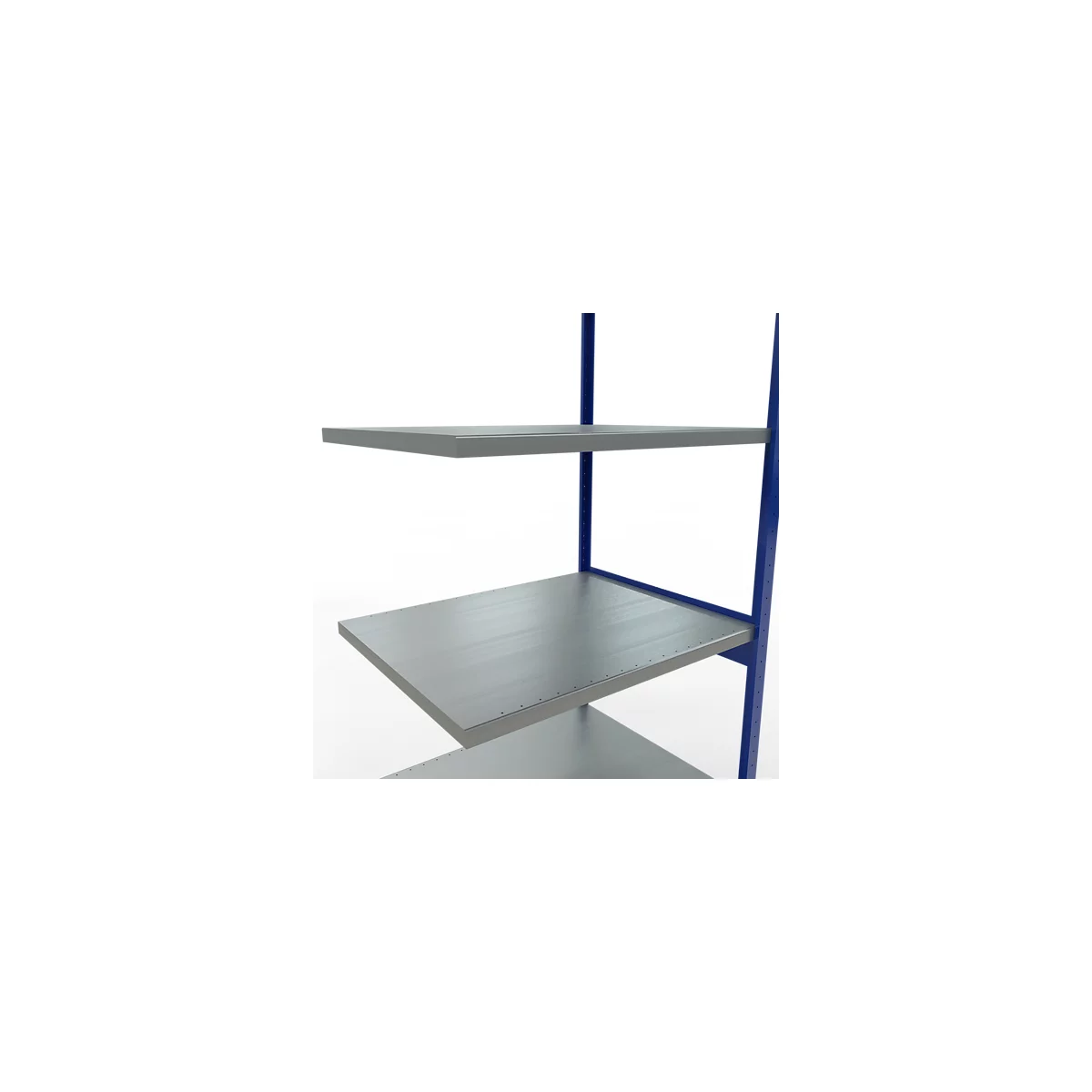Schulte Lagertechnik MULTIplus 250 boutloos rekkensysteem, boutloze aanbouwstelling, lengte bout, 3000x1000x800 mm, 7 legborden, gentiaanblauw/verzinkt