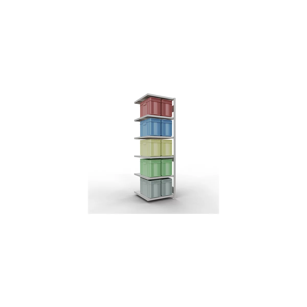Schulte Lagertechnik MULTIplus 250 rekkensysteem zonder grendels, lengte grendel, 2500x750x800 mm, 6 legborden, lichtgrijs