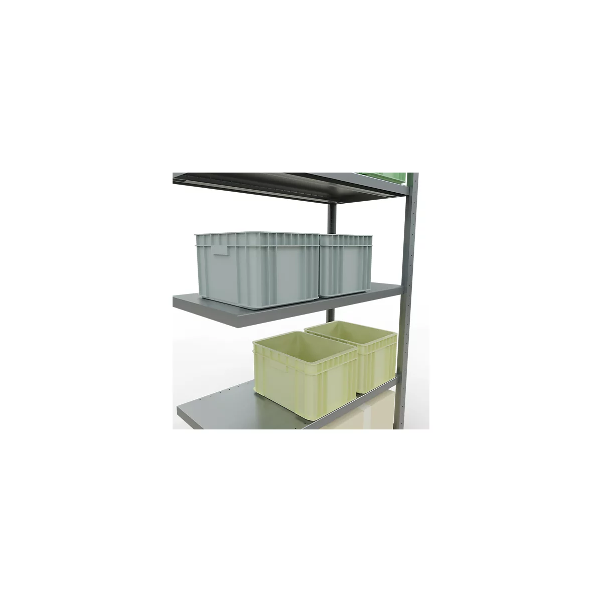 Schulte Lagertechnik MULTIplus 250 rekkensysteem zonder scharnieren, aanschroefbaar, lengte bout, 2000x1000x500 mm, 5 legborden, gegalvaniseerd