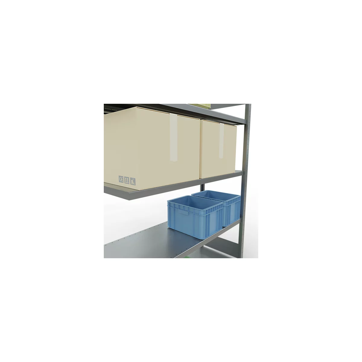 Schulte Lagertechnik MULTIplus 250 rekkensysteem zonder scharnieren, aanschuifvak, lengte bout, 2000x1300x500 mm, 5 legborden, gegalvaniseerd