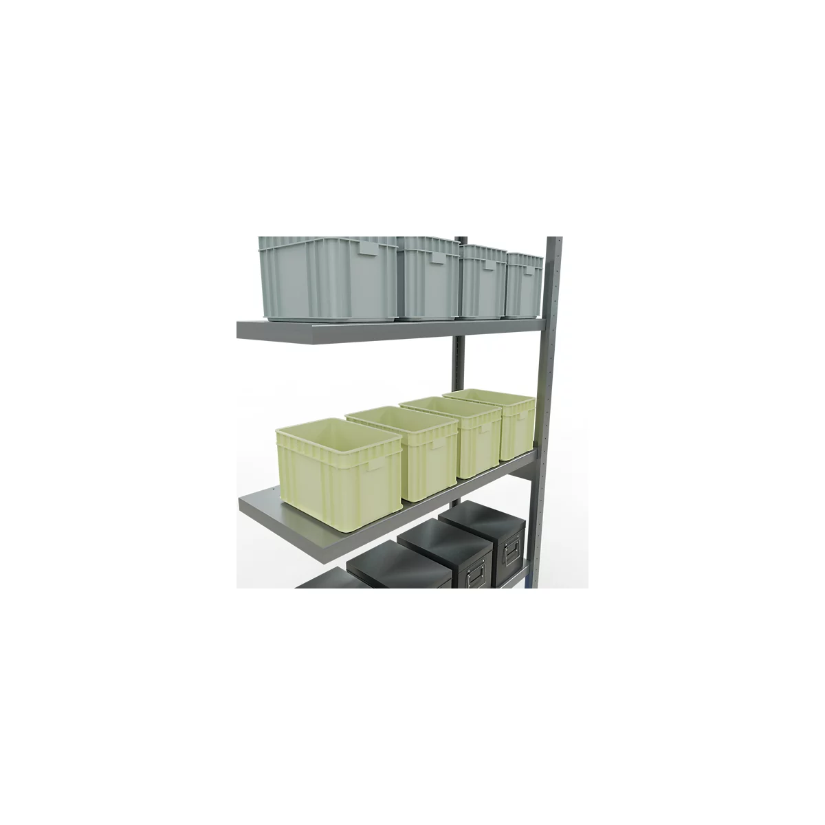 Schulte Lagertechnik MULTIplus 250 rekkensysteem zonder scharnieren, lengte bout, 2500x1000x400 mm, 6 legborden, gegalvaniseerd