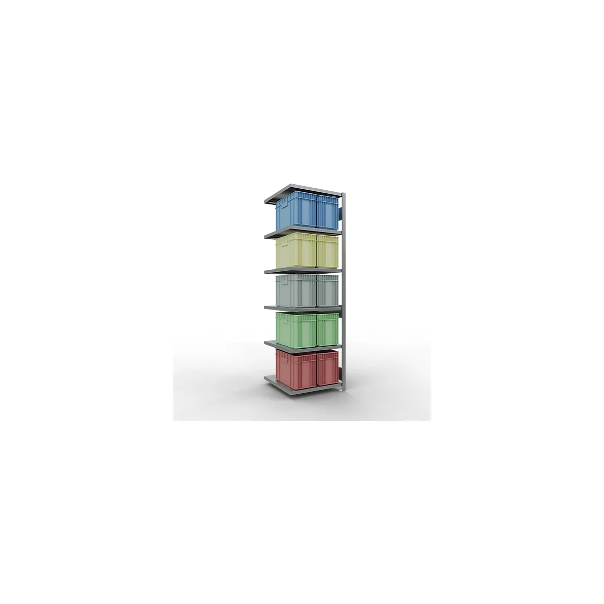 Schulte Lagertechnik MULTIplus 250 rekkensysteem zonder scharnieren, lengte bout, 2500x750x800 mm, 6 legborden, gegalvaniseerd