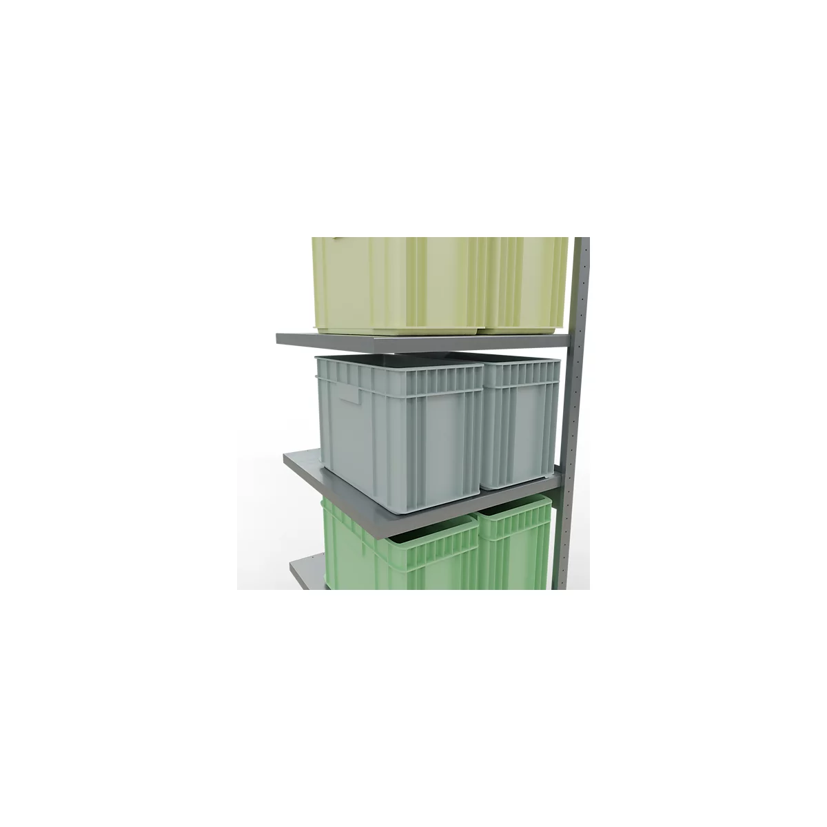 Schulte Lagertechnik MULTIplus 250 rekkensysteem zonder scharnieren, lengte bout, 2500x750x800 mm, 6 legborden, gegalvaniseerd