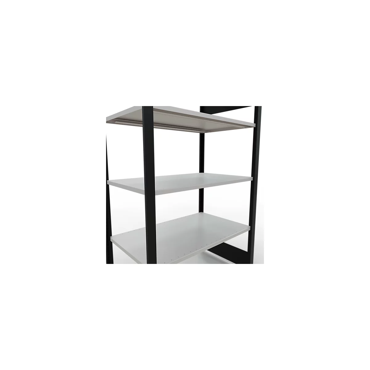 Schulte Lagertechnik MultiPlus150 insteekbaar kantoorrek, basisrek, 5 legborden, zonder middenaanslag, B 1000 x D 600 x H 1800 mm, zwart/lichtgrijs