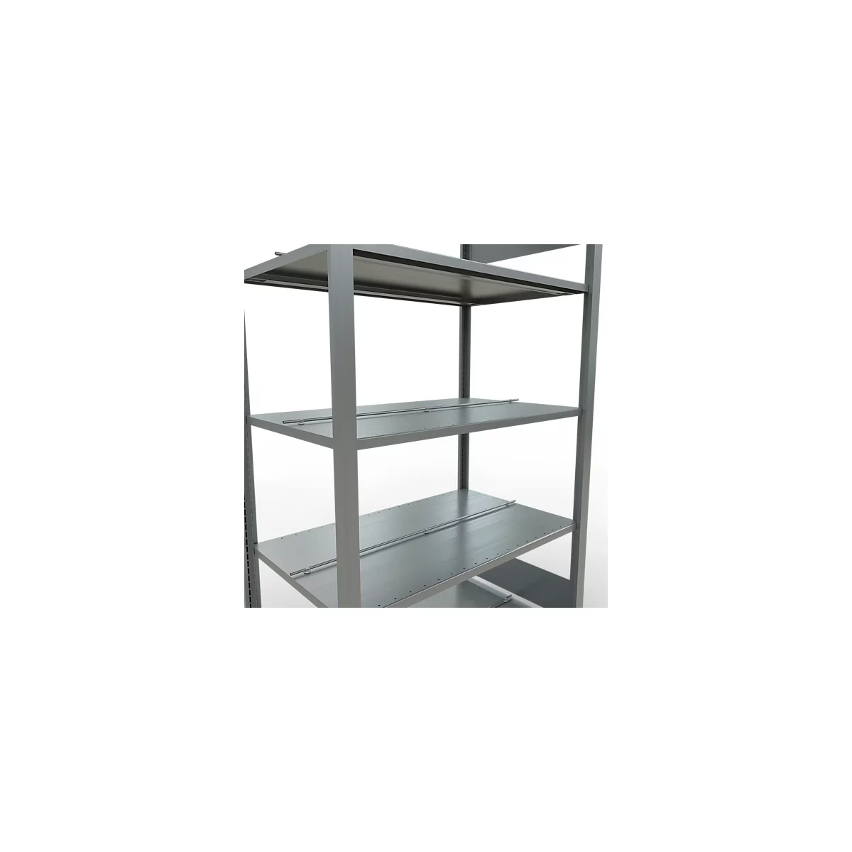 Schulte Lagertechnik MultiPlus150 klemloze kantoorstelling, basisrek, 5 legborden, met middenaanslag, B 1000 x D 600 x H 1800 mm, zilvergrijs/verzinkt