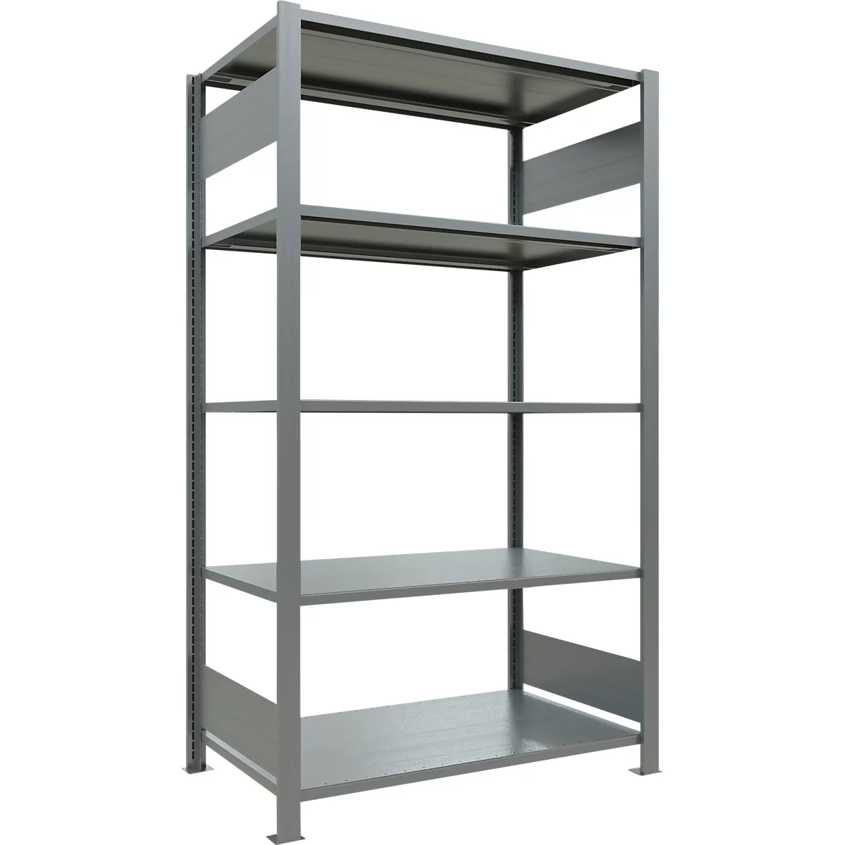 Schulte Lagertechnik MultiPlus150 klemloze kantoorstelling, basisrek, 5 legborden, zonder middenaanslag, B 1000 x D 600 x H 1800 mm, zilvergrijs/verzinkt