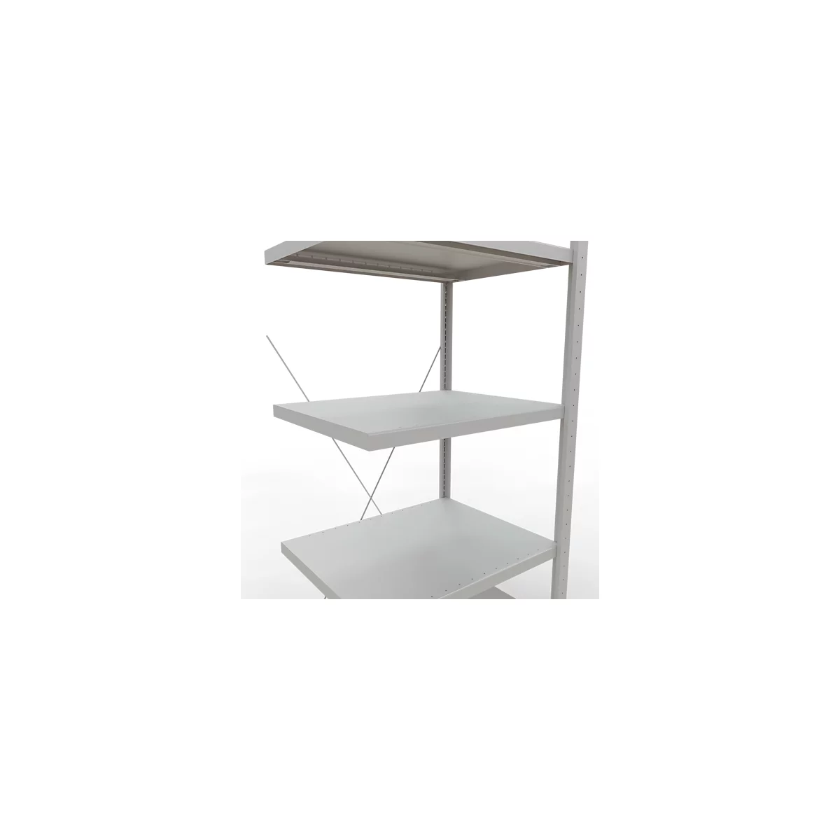 Schulte Lagertechnik MultiPlus250 rekkensysteem zonder schroeven, aanbouwrek, 5 legborden, dwarsverbindingen, B 750 x D 600 x H 2000 mm, lichtgrijs RAL 7035