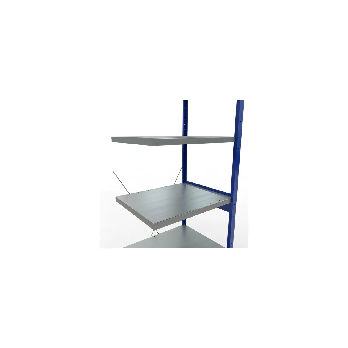 Schulte Lagertechnik MultiPlus250 rekkensysteem zonder schroeven, aanbouwrek, 6 legborden, dwarsverbindingen, B 750 x D 600 x H 2500 mm, gentiaanblauw RAL 5010