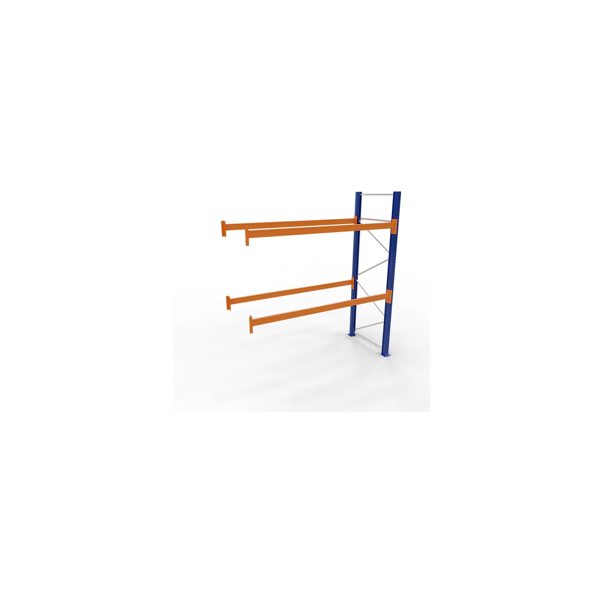 Schulte Lagertechnik palletstelling, aanbouwstelling, B 2786 x D 1100 x H 4000 mm, 3 niveaus, palletgewicht tot 1000 kg, bay load 7115 kg, blauw/oranje