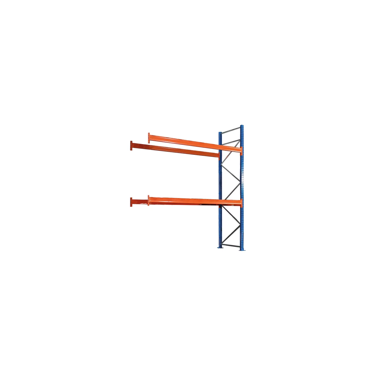 Schulte Lagertechnik palletstelling, aanbouwstelling, B 2786 x D 1100 x H 4000 mm, 3 niveaus, palletgewicht tot 1000 kg, bay load 7115 kg, blauw/oranje