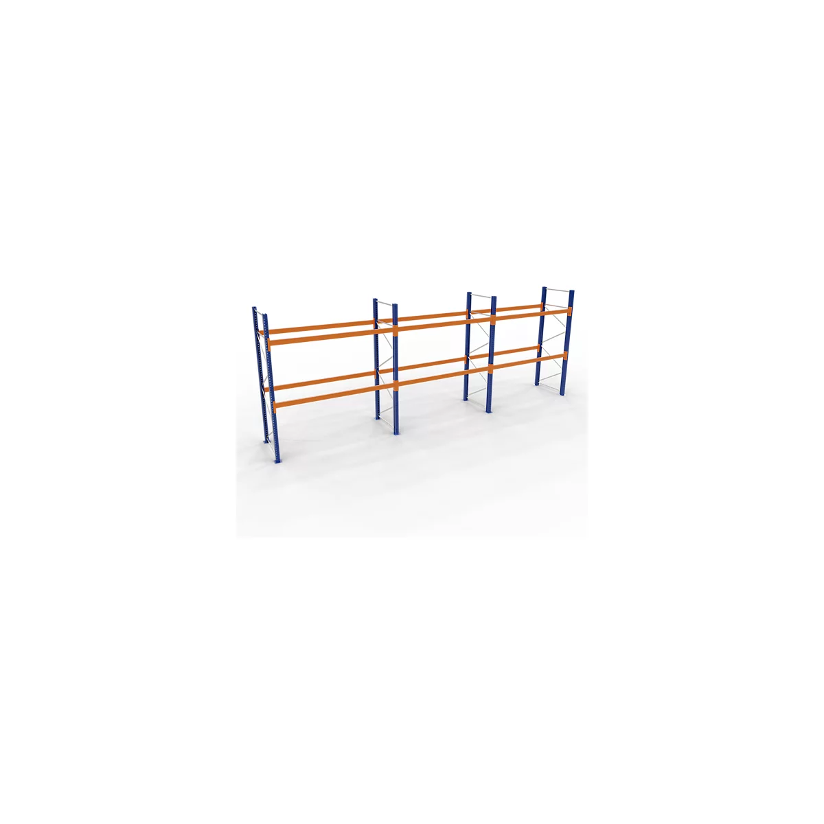 Schulte Lagertechnik palletstelling, basisstelling, B 8444 x D 1100 x H 5000 mm, 4 niveaus, palletgewicht tot 800 kg, vakbelasting 8630 kg, blauw/oranje