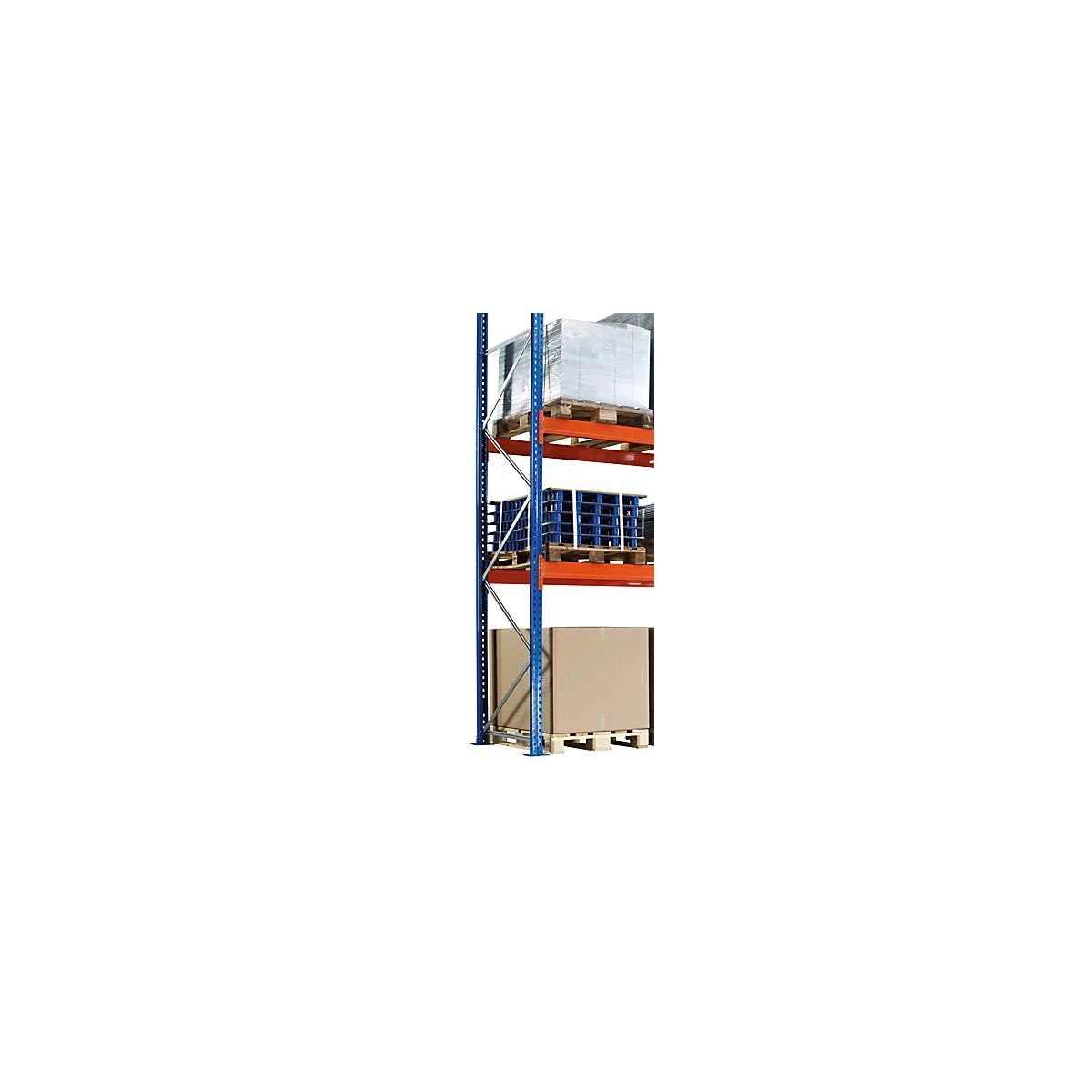 Schulte Lagertechnik palletstelling staanderframe S625-A18, ongemonteerd, D 800 x H 6000 mm, staanderbreedte 100 mm, blauw/verzinkt