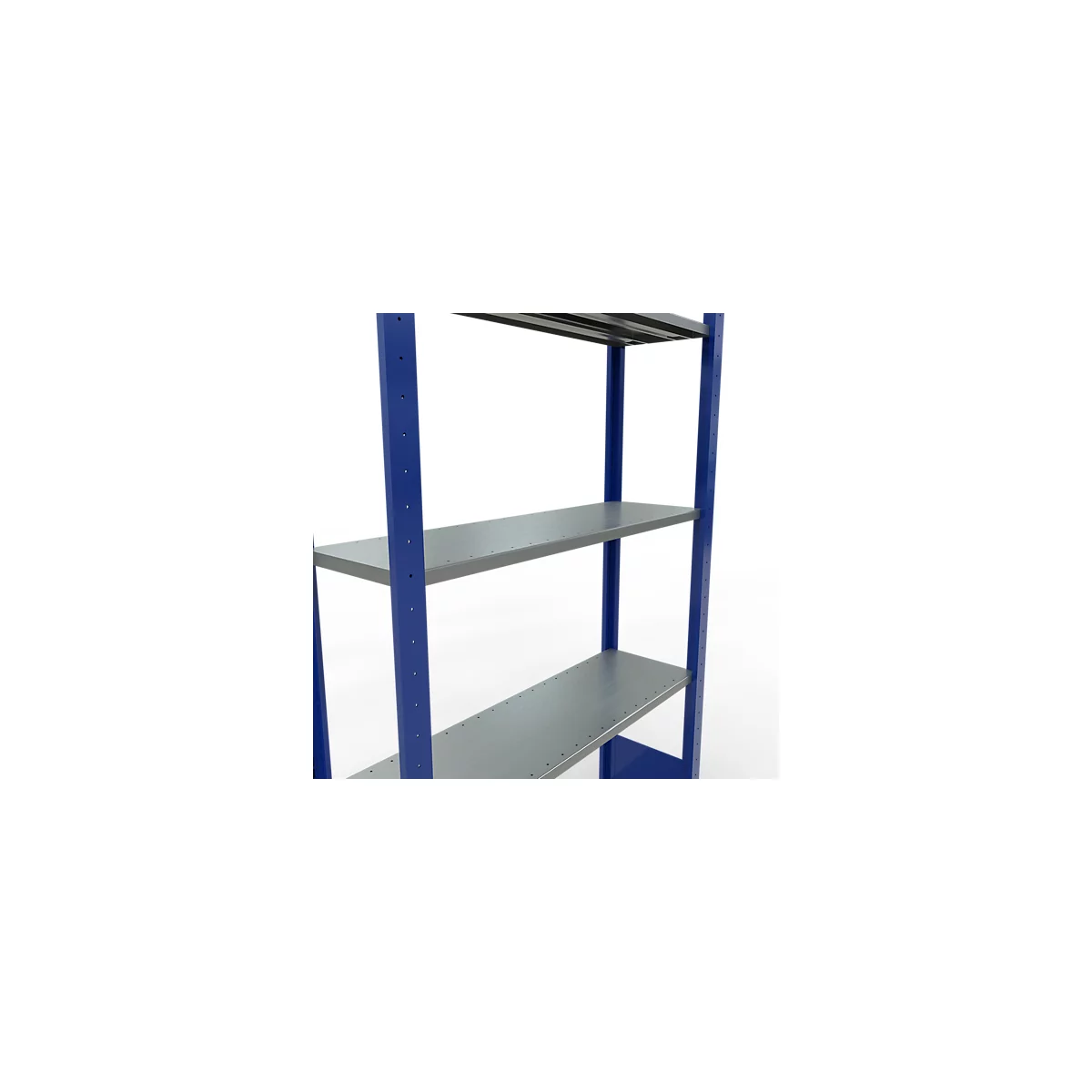 Schulte Lagertechnik Rayonnage à tablettes MULTIplus150, rayonnage de base emboîtable, L 1000 x P 300 x H 2000 mm, 5 niveaux, jusqu'à 1300 kg, bleu gentiane/galvanisé