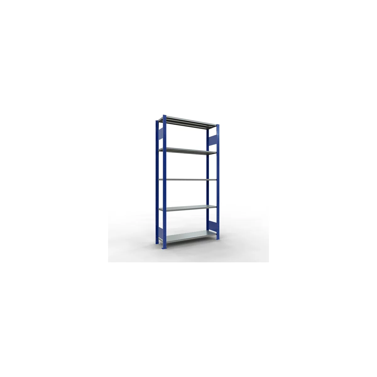 Schulte Lagertechnik Rayonnage à tablettes MULTIplus150, rayonnage de base emboîtable, L 1000 x P 300 x H 2000 mm, 5 niveaux, jusqu'à 1300 kg, bleu gentiane/galvanisé
