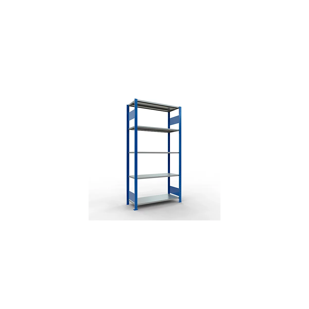 Schulte Lagertechnik Rayonnage à tablettes MULTIplus150, rayonnage de base emboîtable, L 1000 x P 400 x H 2000 mm, 5 niveaux, jusqu'à 1300 kg, bleu gentiane/galvanisé