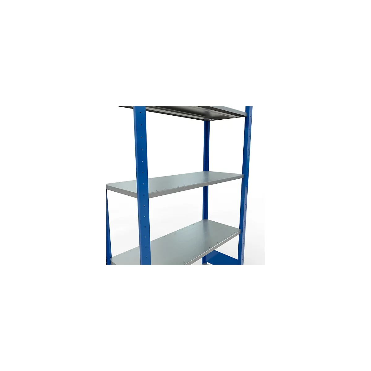 Schulte Lagertechnik Rayonnage à tablettes MULTIplus150, rayonnage de base emboîtable, L 1000 x P 400 x H 2000 mm, 5 niveaux, jusqu'à 1300 kg, bleu gentiane/galvanisé