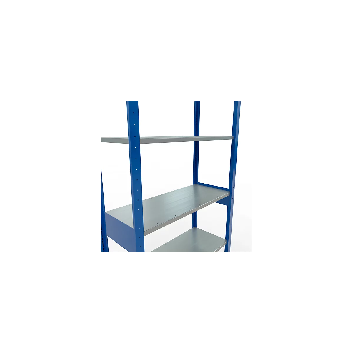 Schulte Lagertechnik Rayonnage à tablettes MULTIplus150, rayonnage de base emboîtable, L 1000 x P 400 x H 2500 mm, 6 niveaux, jusqu'à 1400 kg, bleu gentiane/galvanisé