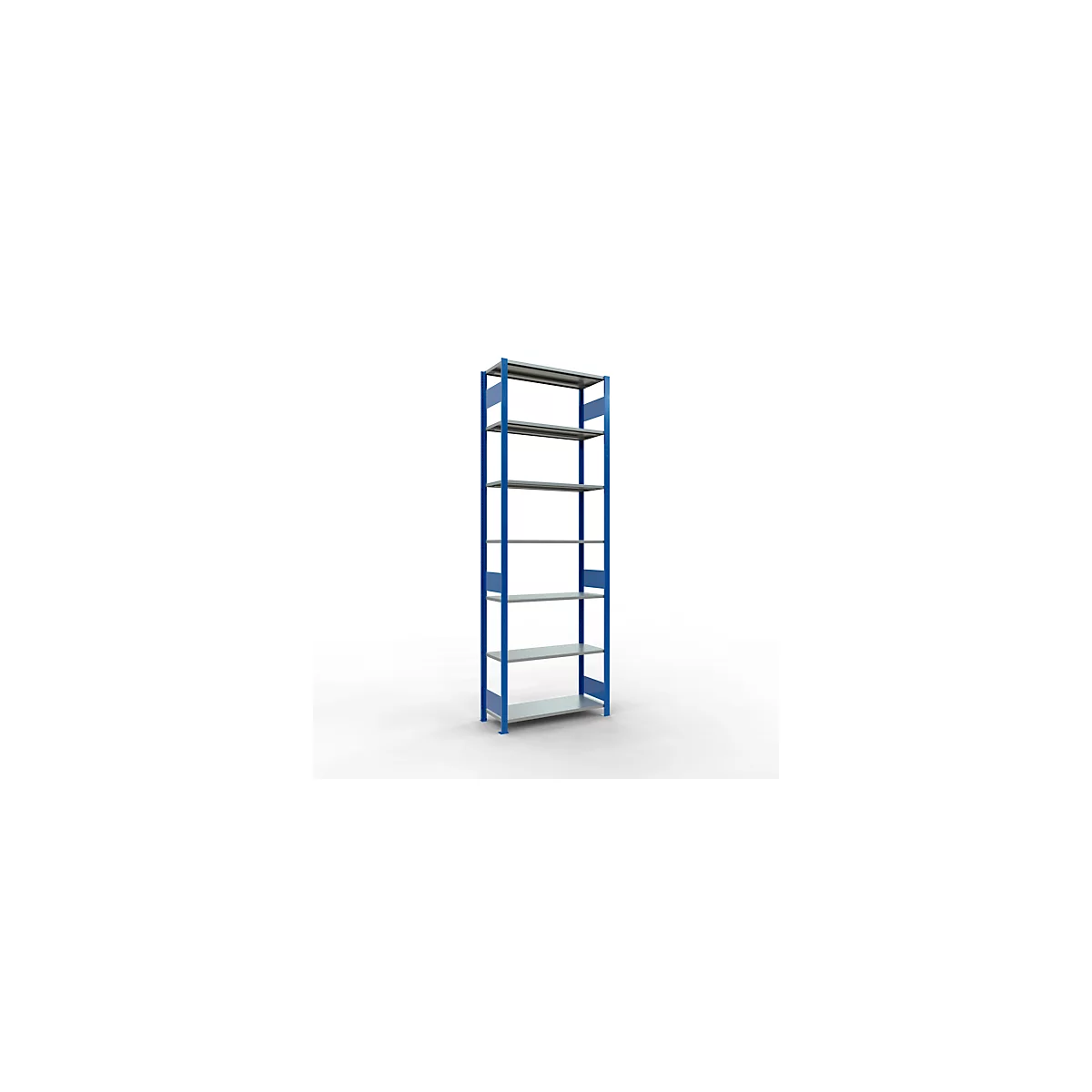 Schulte Lagertechnik Rayonnage à tablettes MULTIplus150, rayonnage de base emboîtable, L 1000 x P 400 x H 3000 mm, 7 niveaux, jusqu'à 1500 kg, bleu gentiane/galvanisé